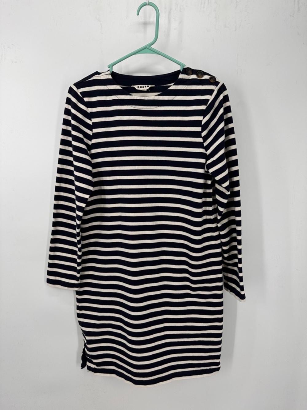 Boden Sophie Breton Jersey Dress Navy Ivory Stripe Size 8